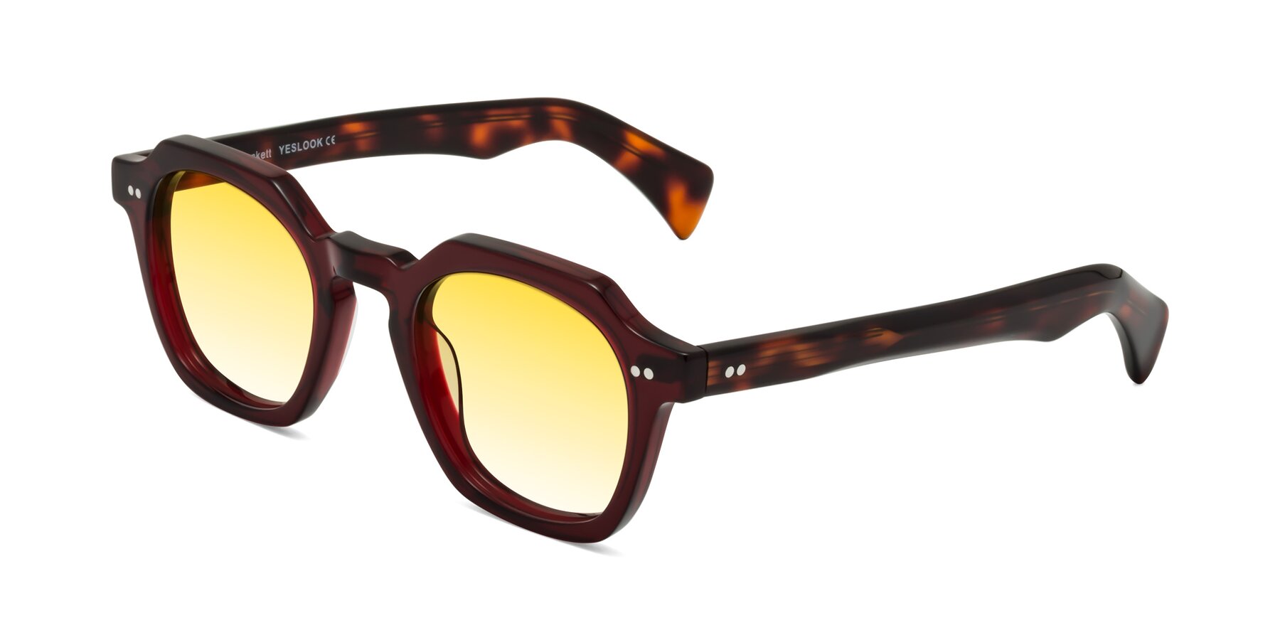 Angle of Beckett in Wine/Tortoise with Yellow Gradient Lenses