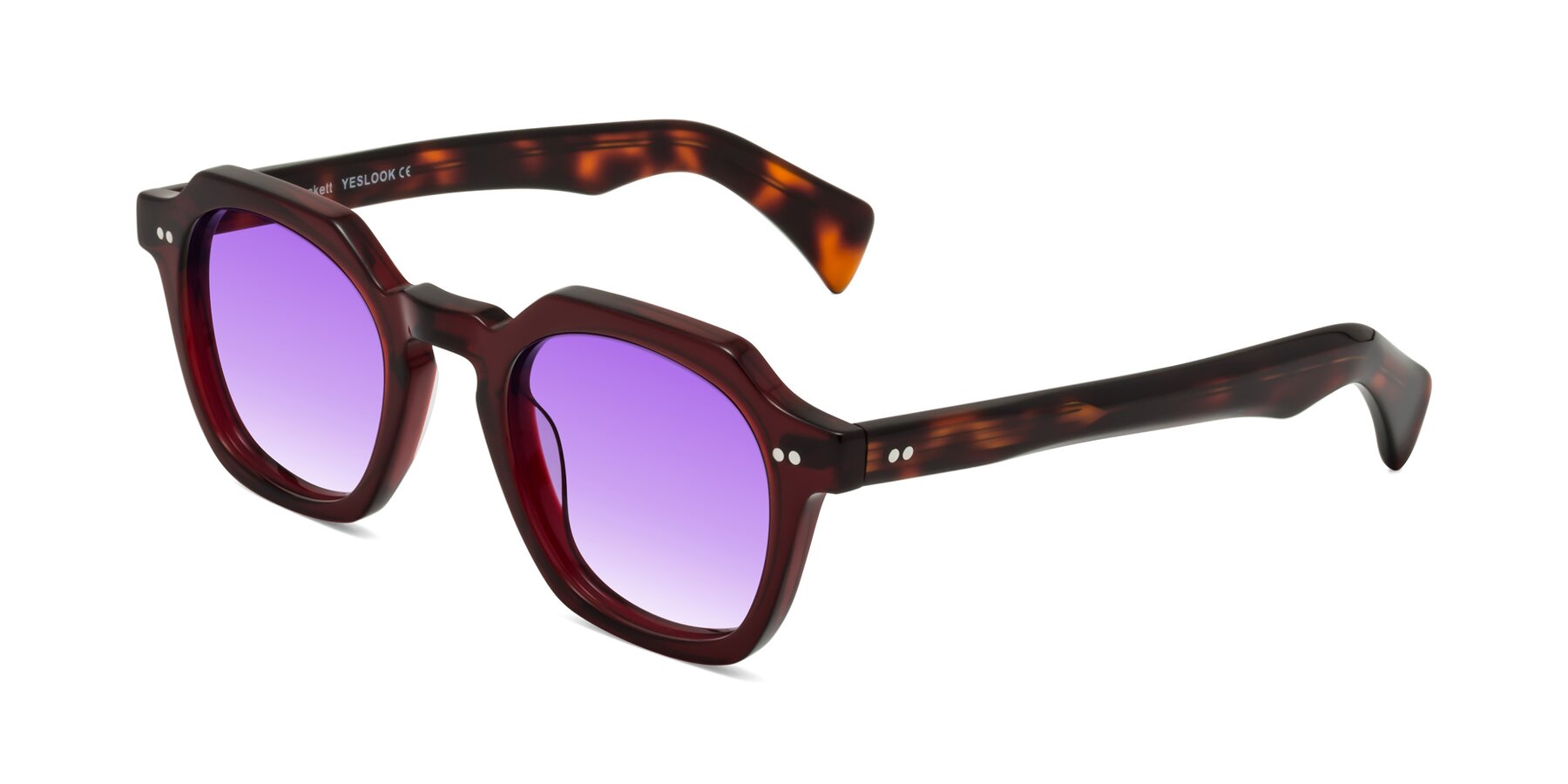 Angle of Beckett in Wine/Tortoise with Purple Gradient Lenses