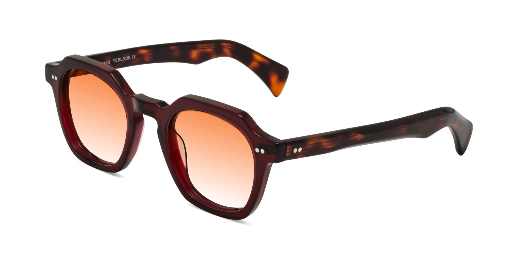 Angle of Beckett in Wine/Tortoise with Orange Gradient Lenses