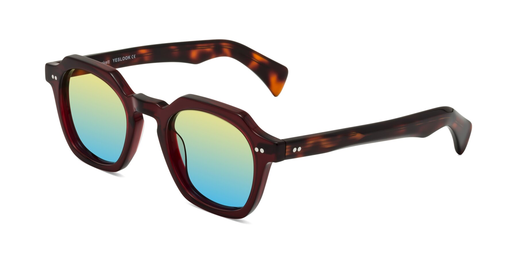 Angle of Beckett in Wine/Tortoise with Yellow / Blue Gradient Lenses
