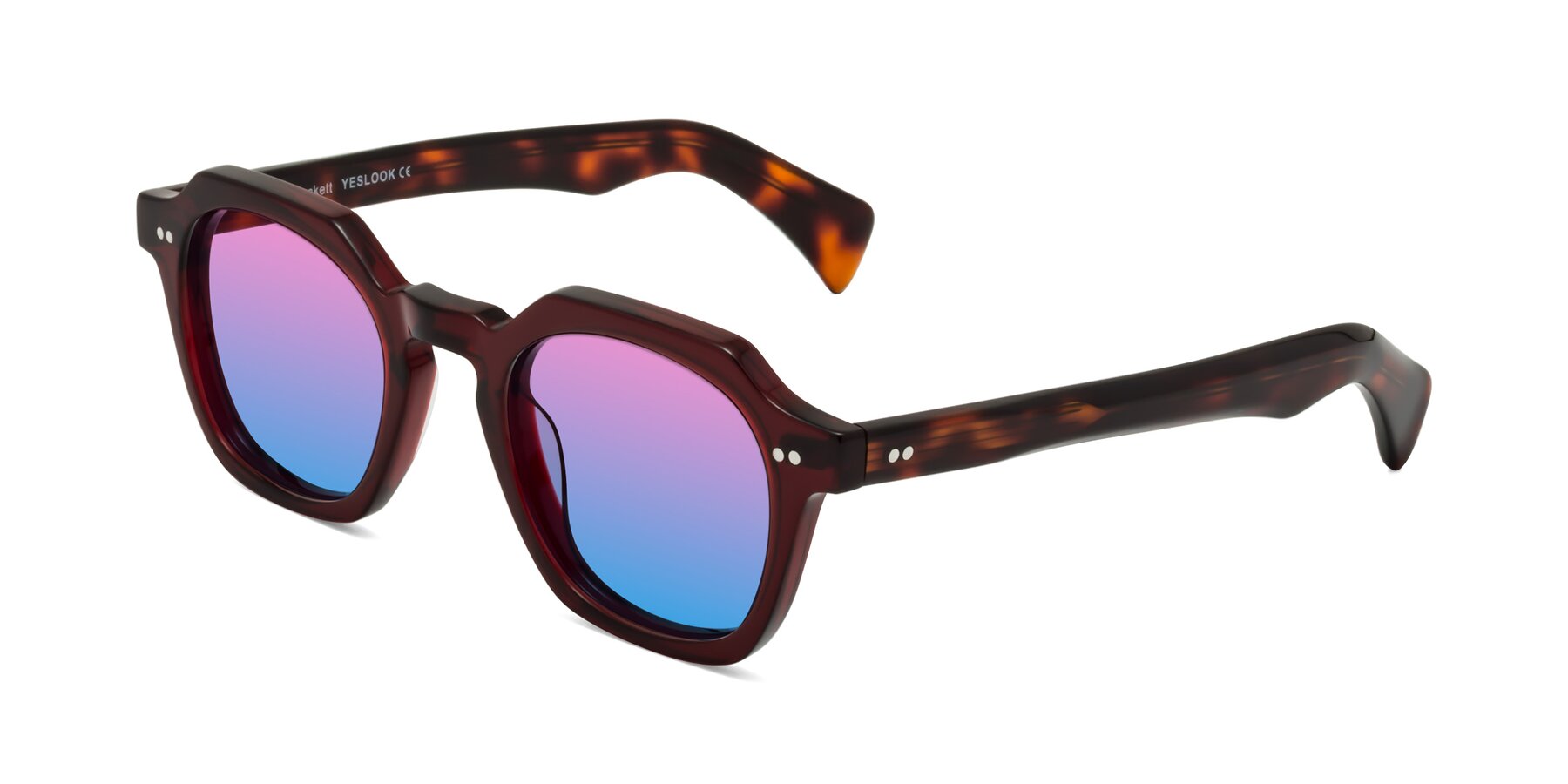 Angle of Beckett in Wine/Tortoise with Pink / Blue Gradient Lenses