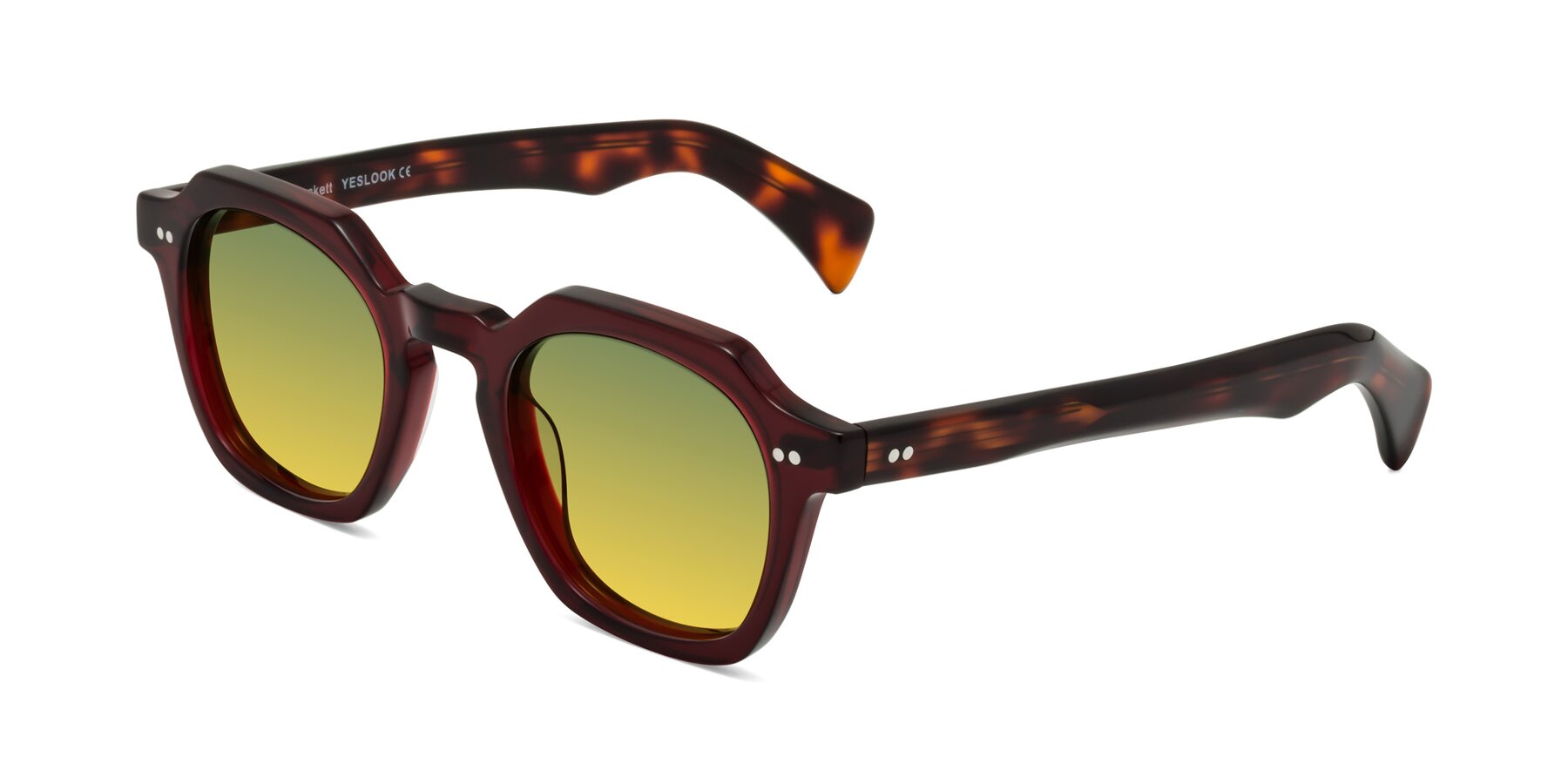 Angle of Beckett in Wine/Tortoise with Green / Yellow Gradient Lenses