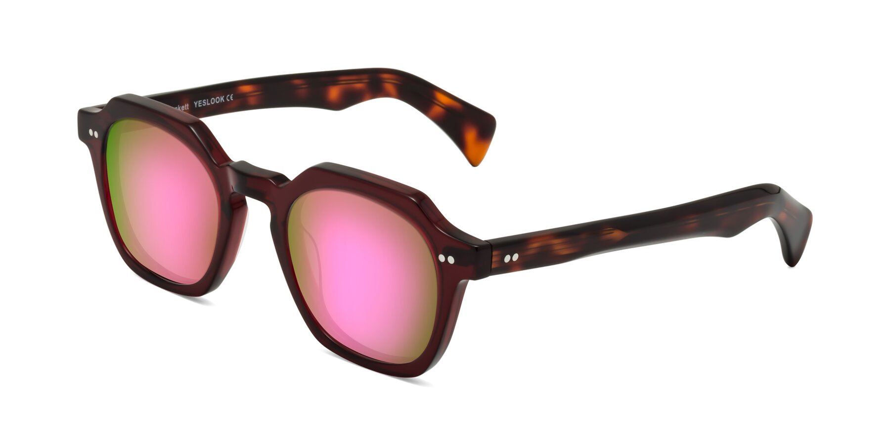 Angle of Beckett in Wine/Tortoise with Pink Mirrored Lenses