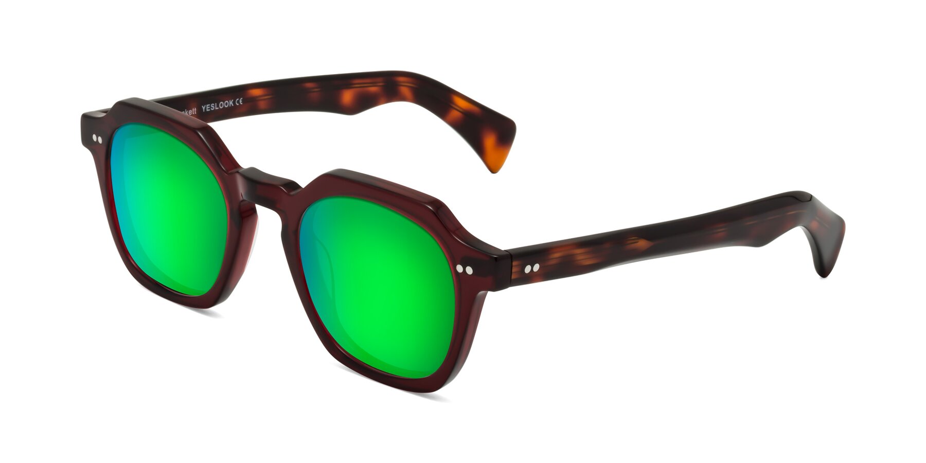 Angle of Beckett in Wine/Tortoise with Green Mirrored Lenses