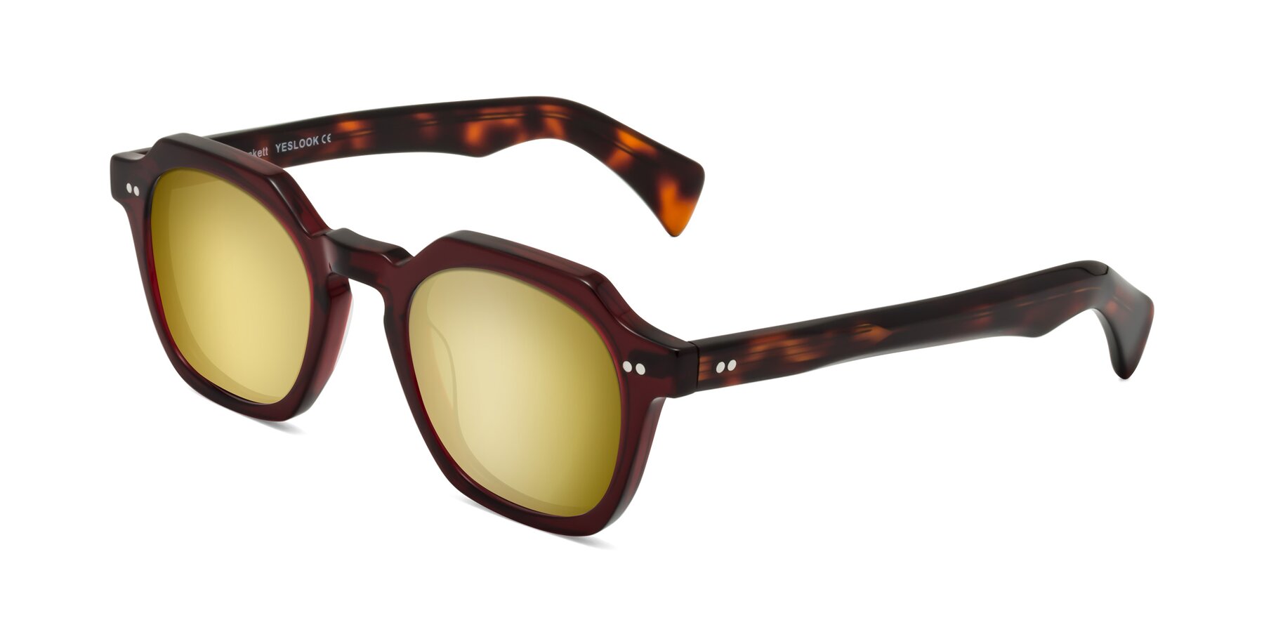 Angle of Beckett in Wine/Tortoise with Gold Mirrored Lenses