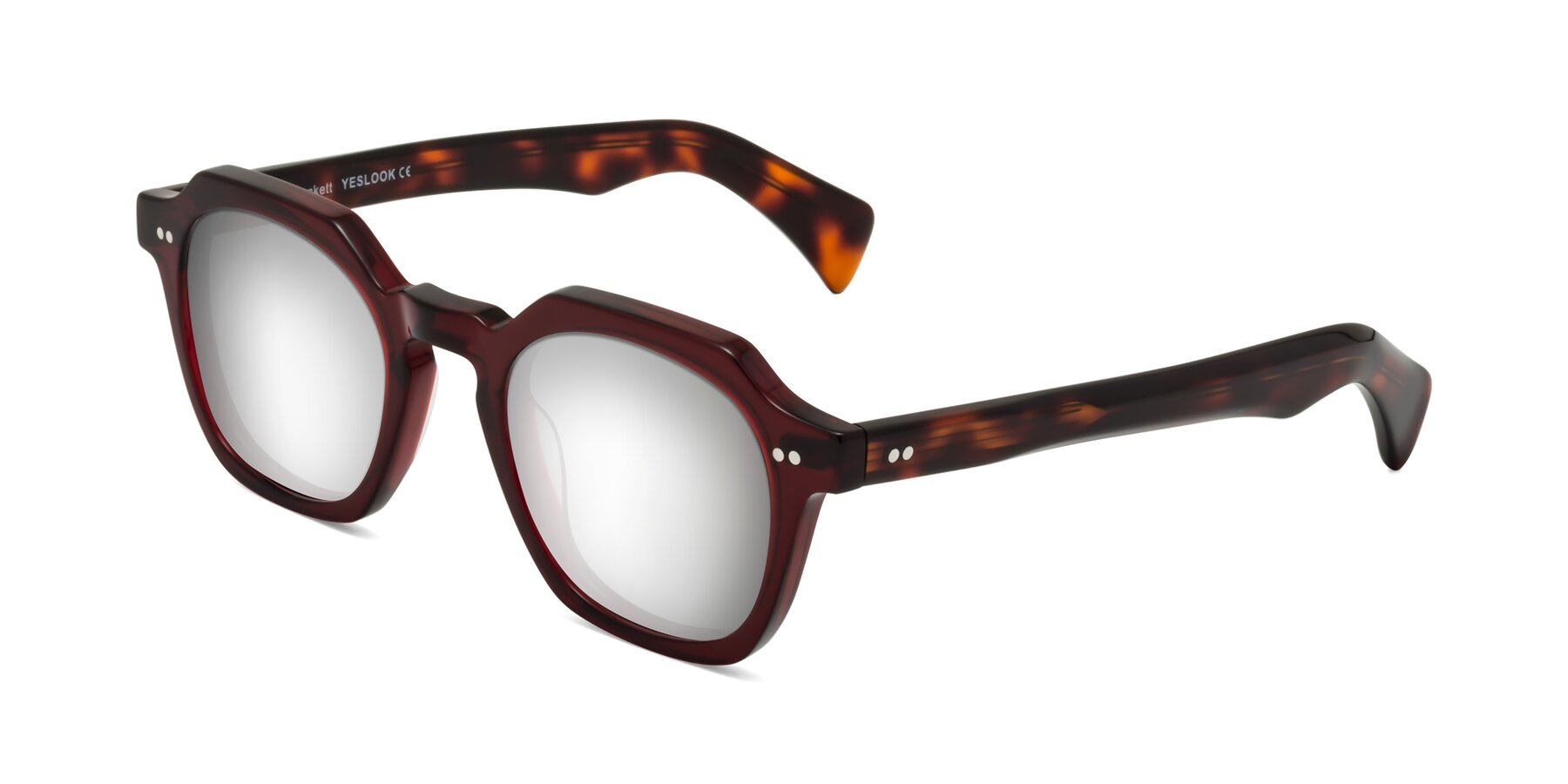 Angle of Beckett in Wine/Tortoise with Silver Mirrored Lenses