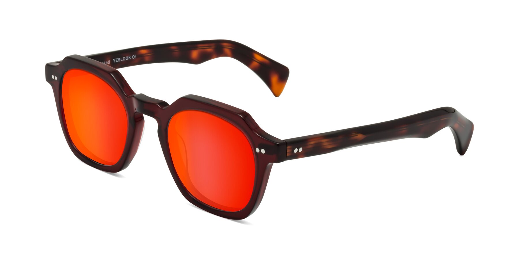 Angle of Beckett in Wine/Tortoise with Red Gold Mirrored Lenses