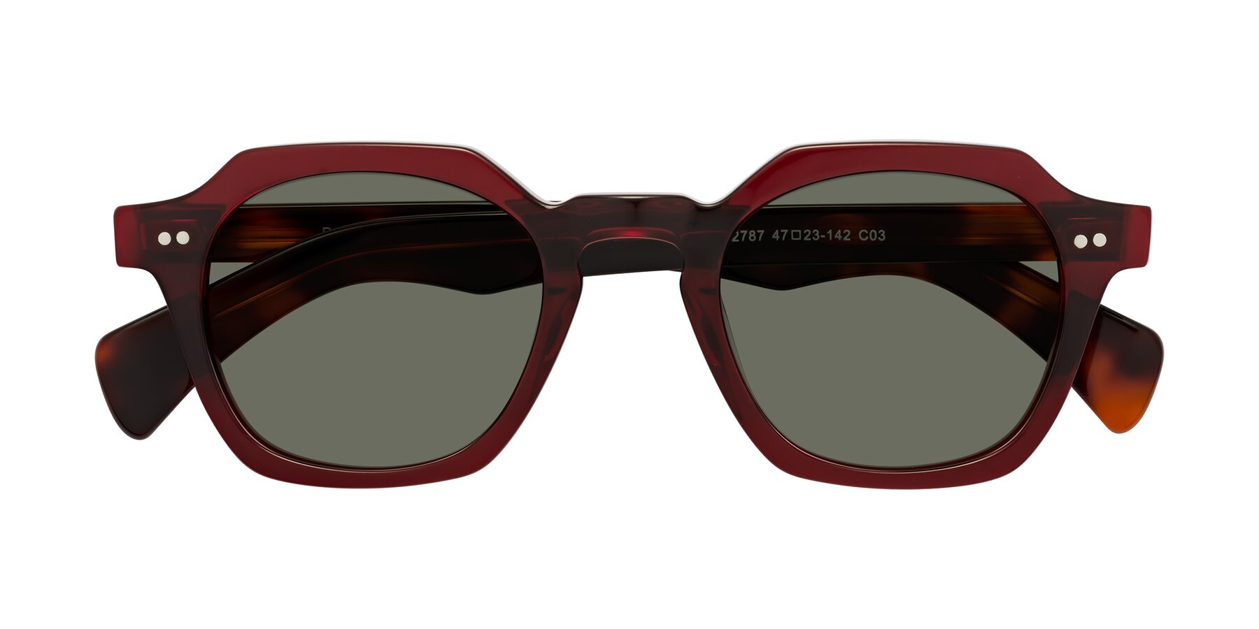 Folded Front of Beckett in Wine/Tortoise with Gray Polarized Lenses