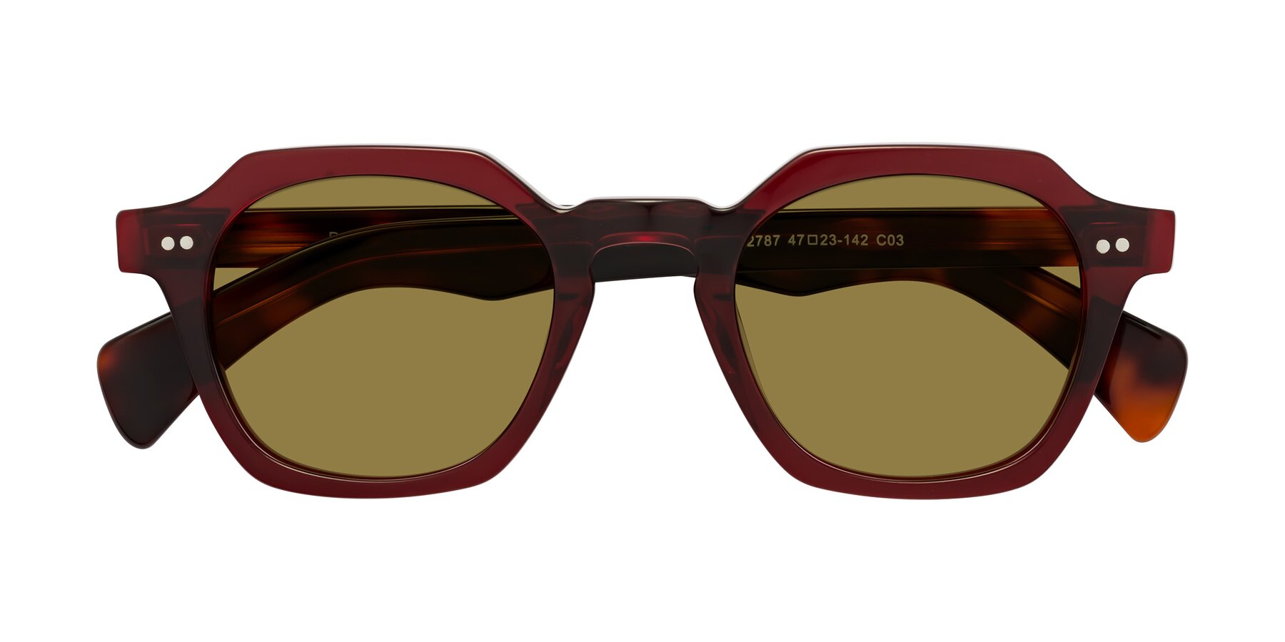 Folded Front of Beckett in Wine/Tortoise with Brown Polarized Lenses