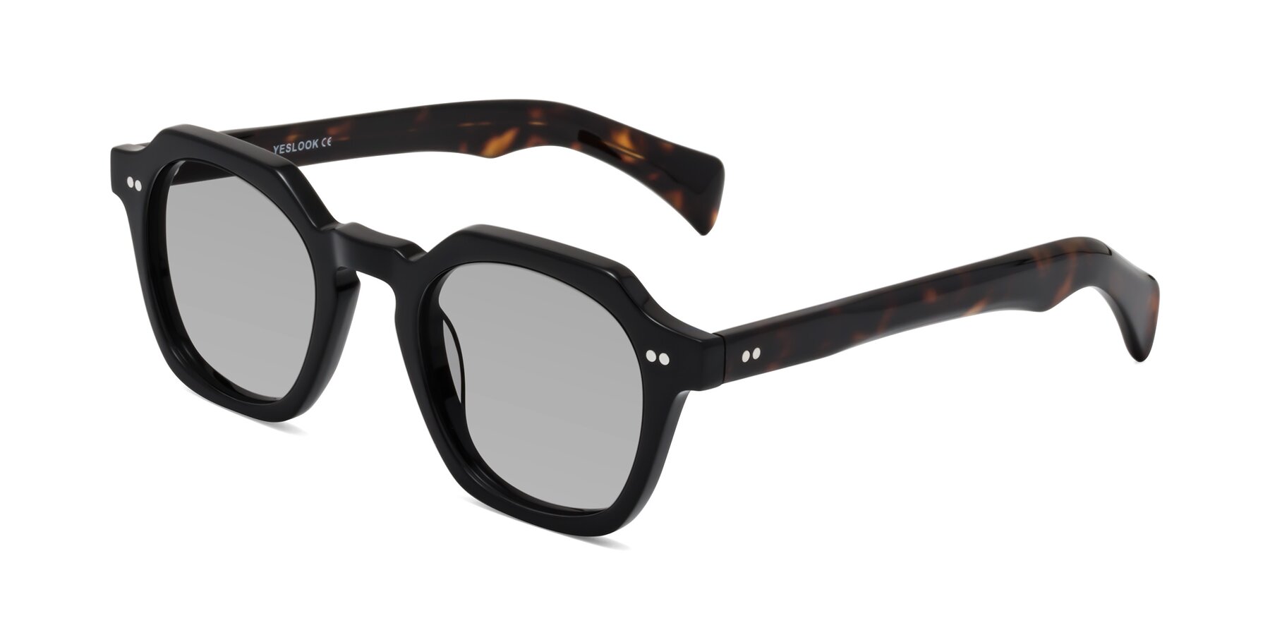 Angle of Beckett in Black/Tortoise with Light Gray Tinted Lenses