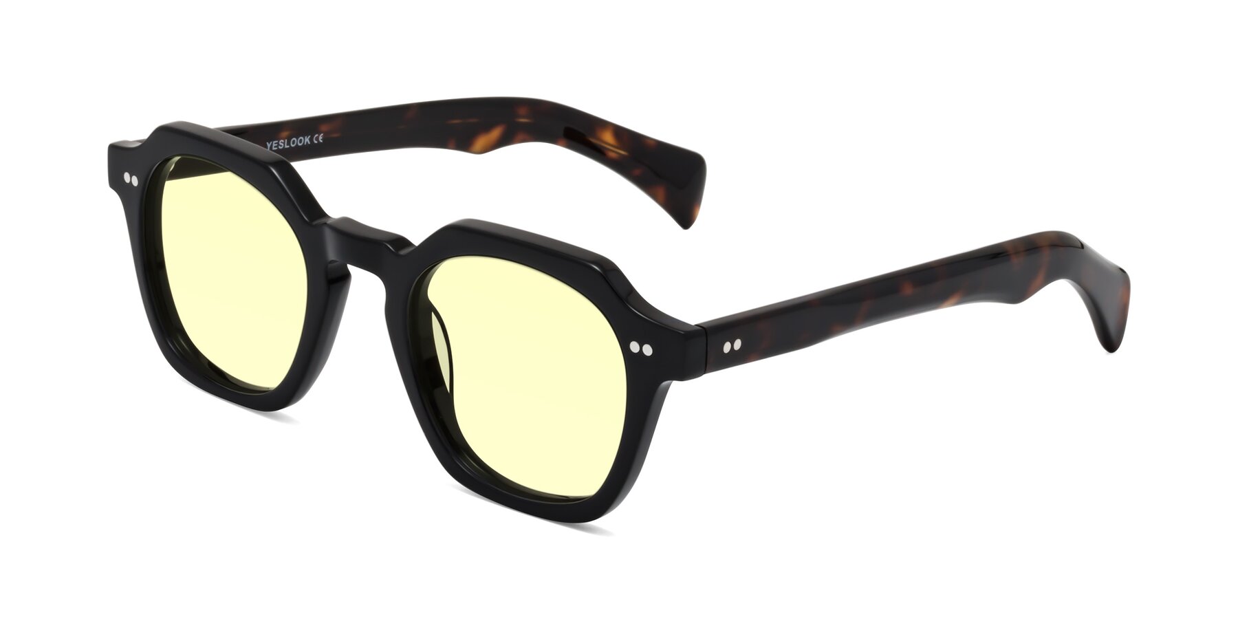 Angle of Beckett in Black/Tortoise with Light Yellow Tinted Lenses