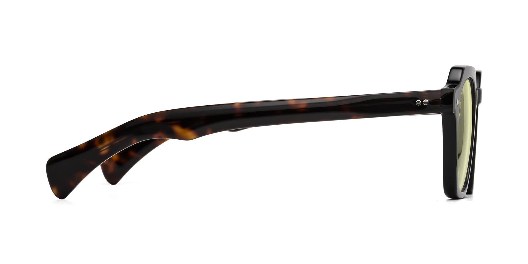 Side of Beckett in Black/Tortoise with Light Yellow Tinted Lenses