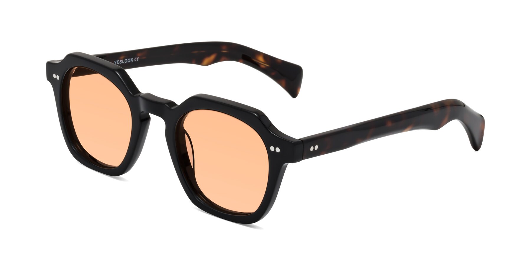 Angle of Beckett in Black/Tortoise with Light Orange Tinted Lenses