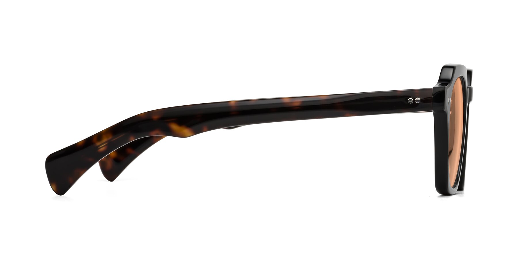 Side of Beckett in Black/Tortoise with Light Orange Tinted Lenses