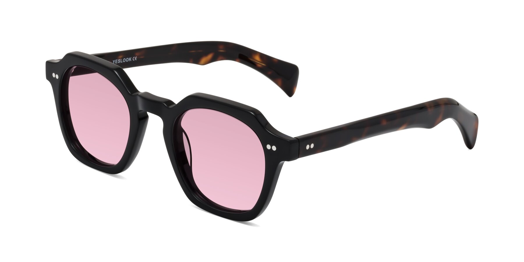 Angle of Beckett in Black/Tortoise with Light Wine Tinted Lenses