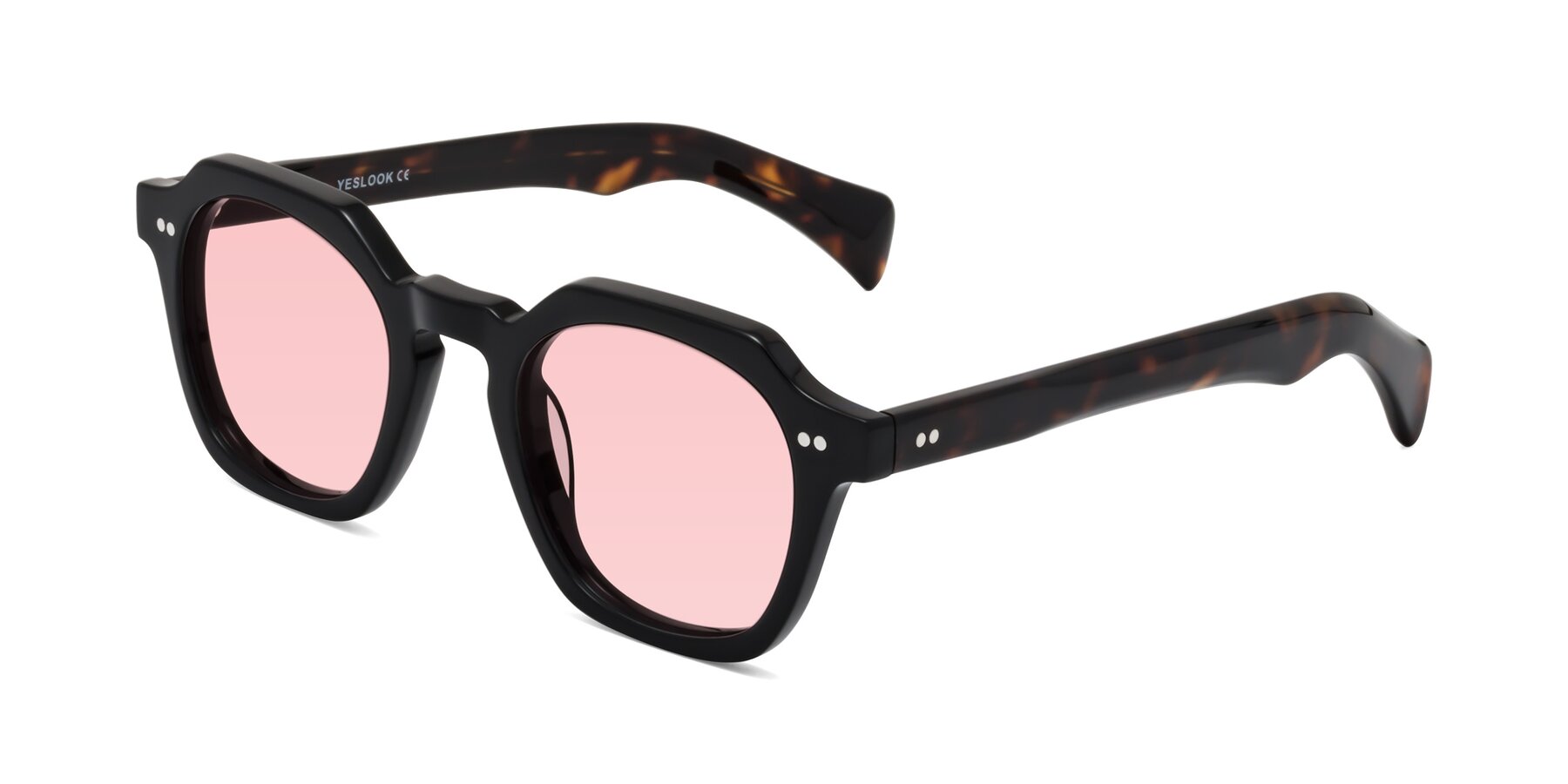 Angle of Beckett in Black/Tortoise with Light Garnet Tinted Lenses