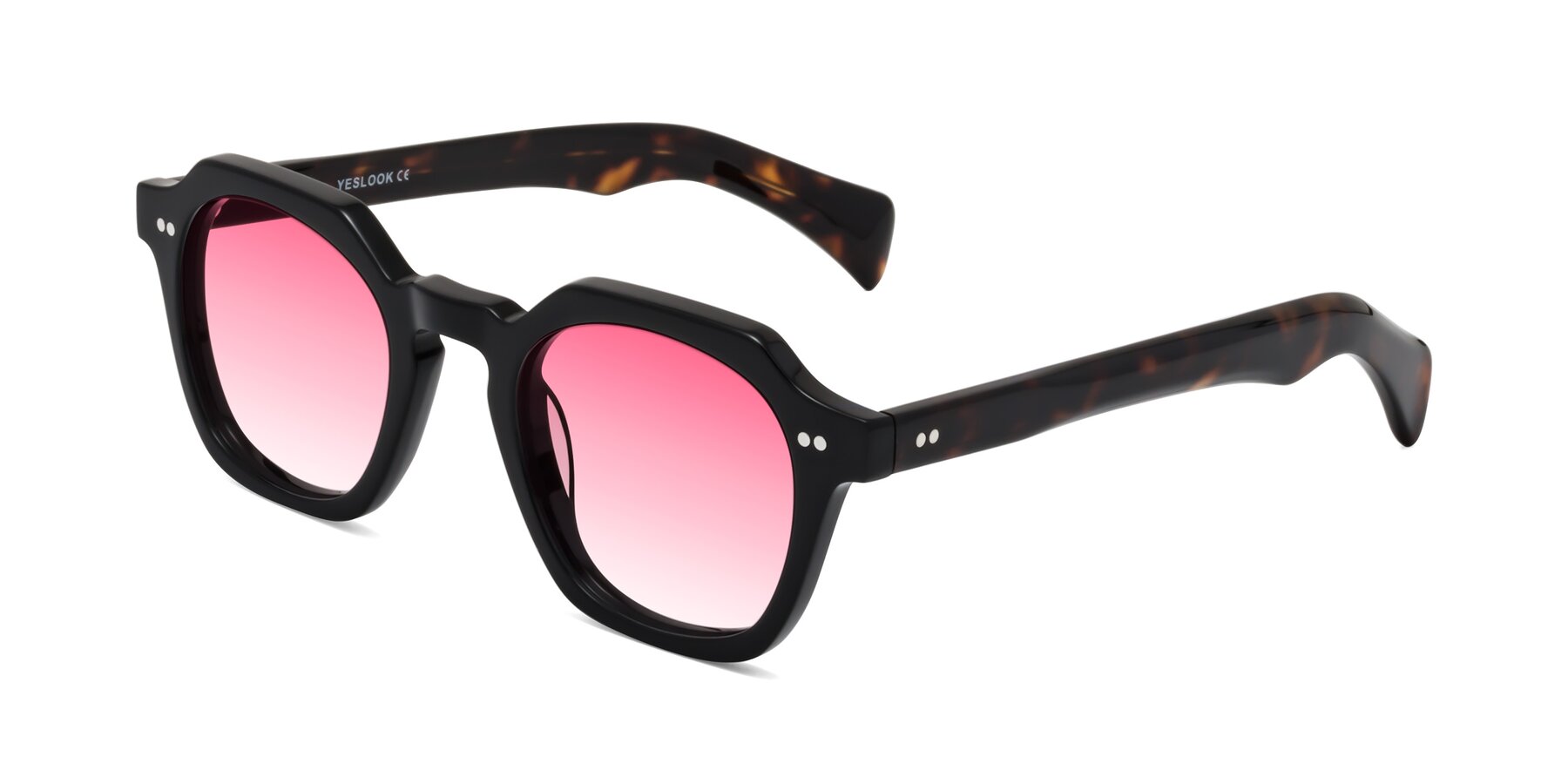 Angle of Beckett in Black/Tortoise with Pink Gradient Lenses