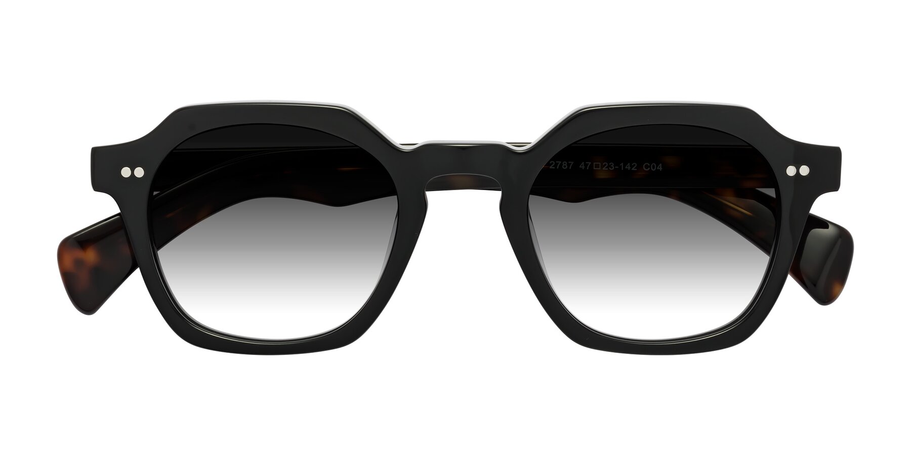Folded Front of Beckett in Black/Tortoise with Gray Gradient Lenses