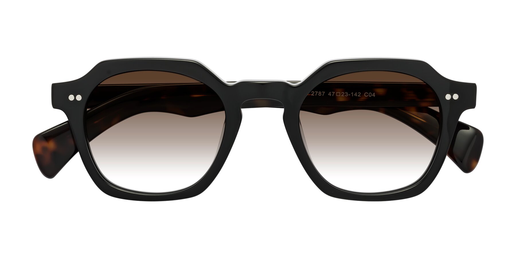 Folded Front of Beckett in Black/Tortoise with Brown Gradient Lenses