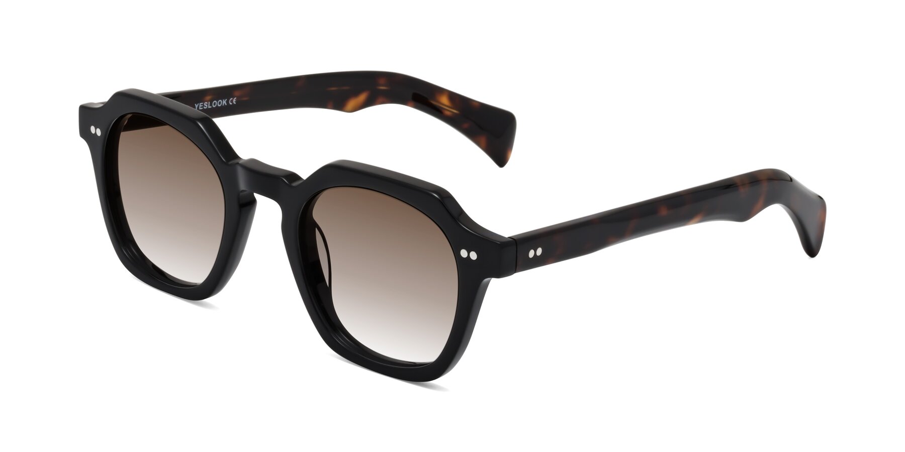 Angle of Beckett in Black/Tortoise with Brown Gradient Lenses