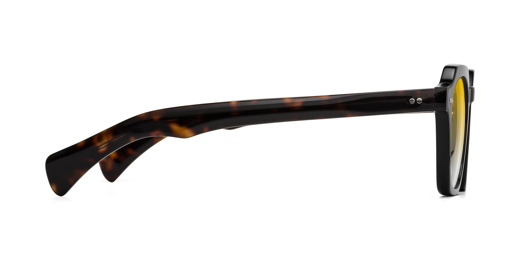 Side of Beckett in Black/Tortoise with Yellow Gradient Lenses