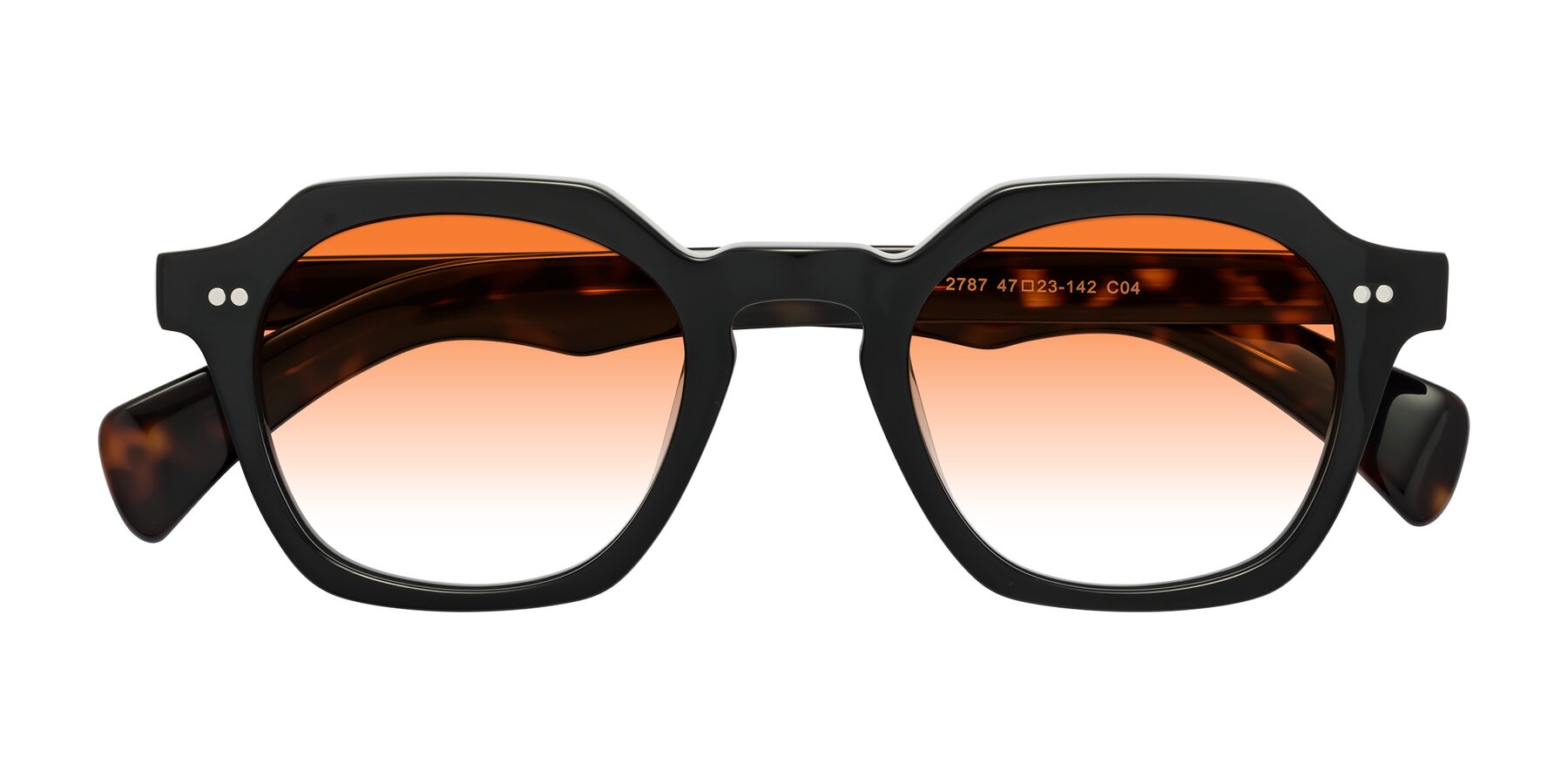 Folded Front of Beckett in Black/Tortoise with Orange Gradient Lenses