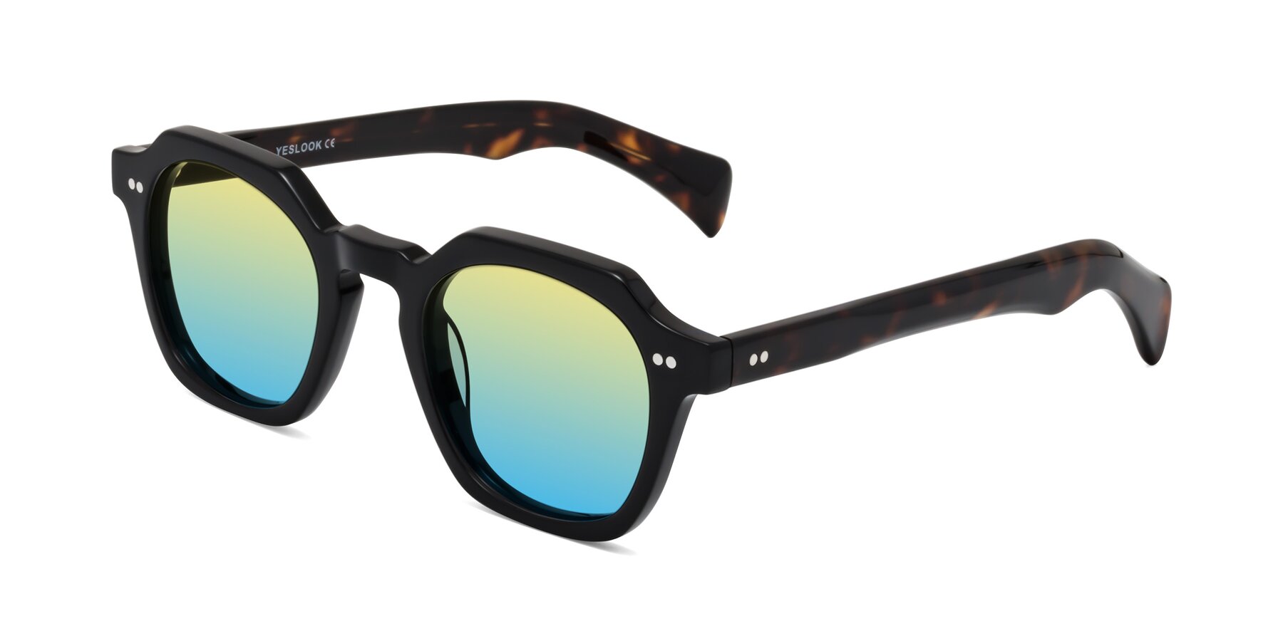Angle of Beckett in Black/Tortoise with Yellow / Blue Gradient Lenses