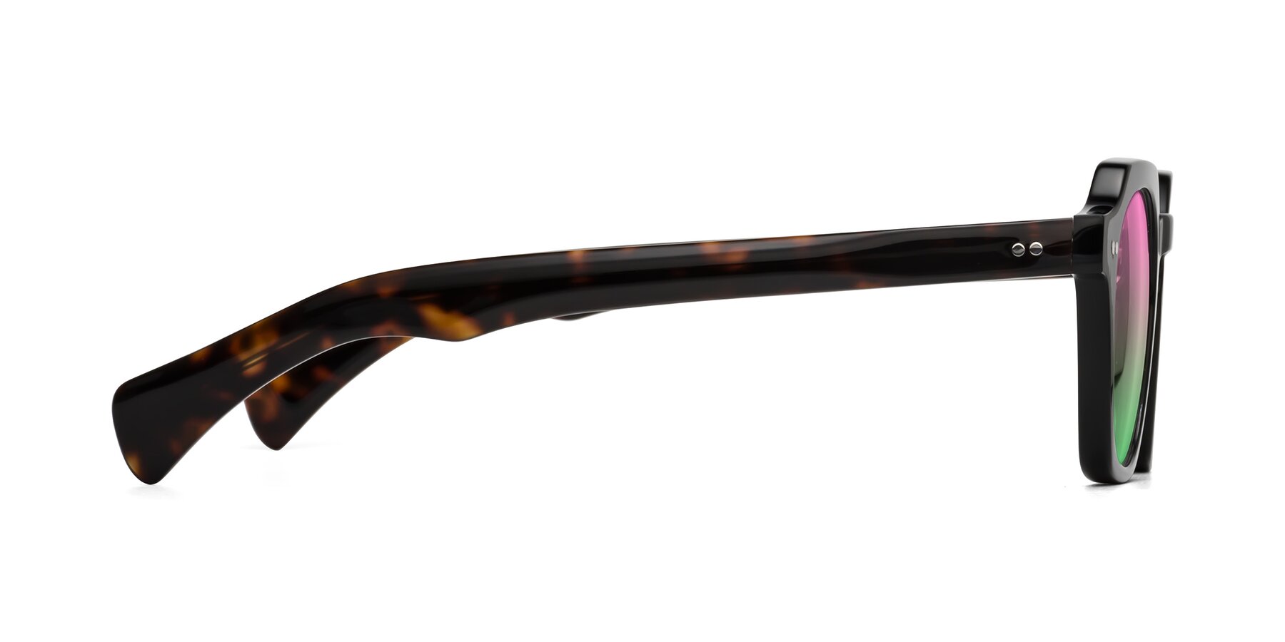 Side of Beckett in Black/Tortoise with Pink / Green Gradient Lenses