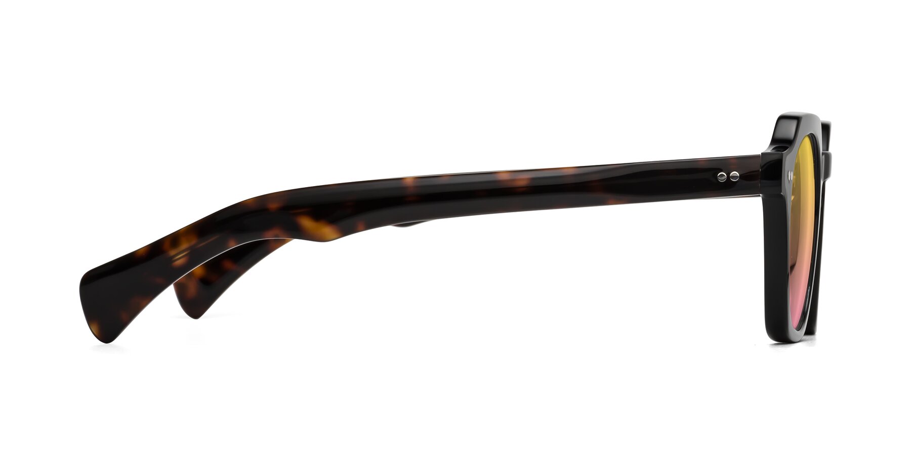 Side of Beckett in Black/Tortoise with Yellow / Pink Gradient Lenses