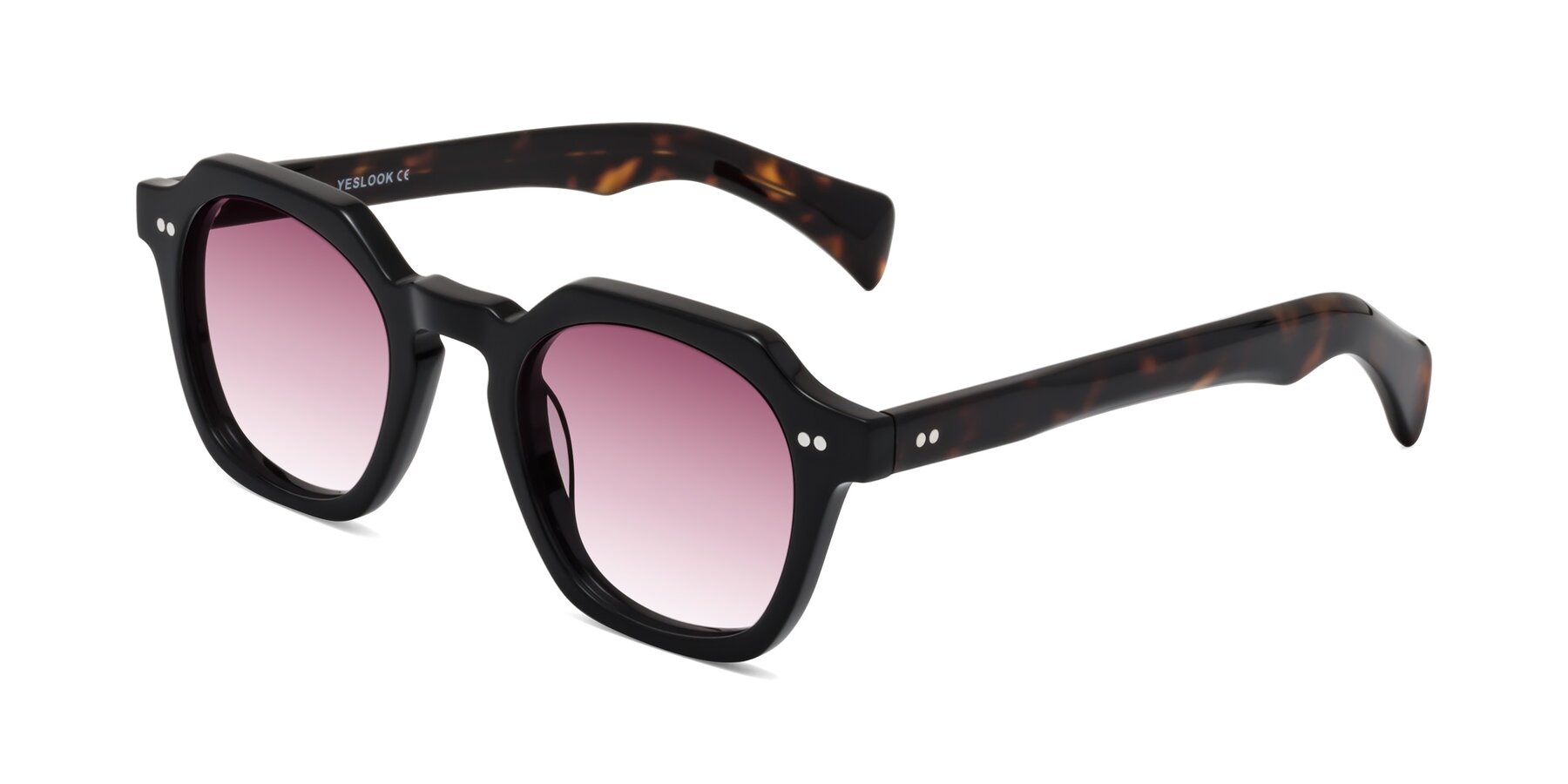 Angle of Beckett in Black/Tortoise with Wine Gradient Lenses