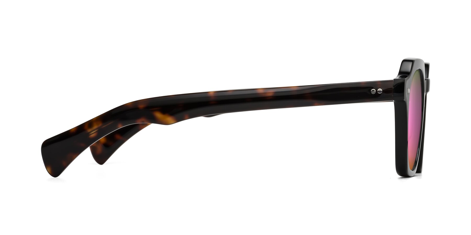 Side of Beckett in Black/Tortoise with Pink Mirrored Lenses