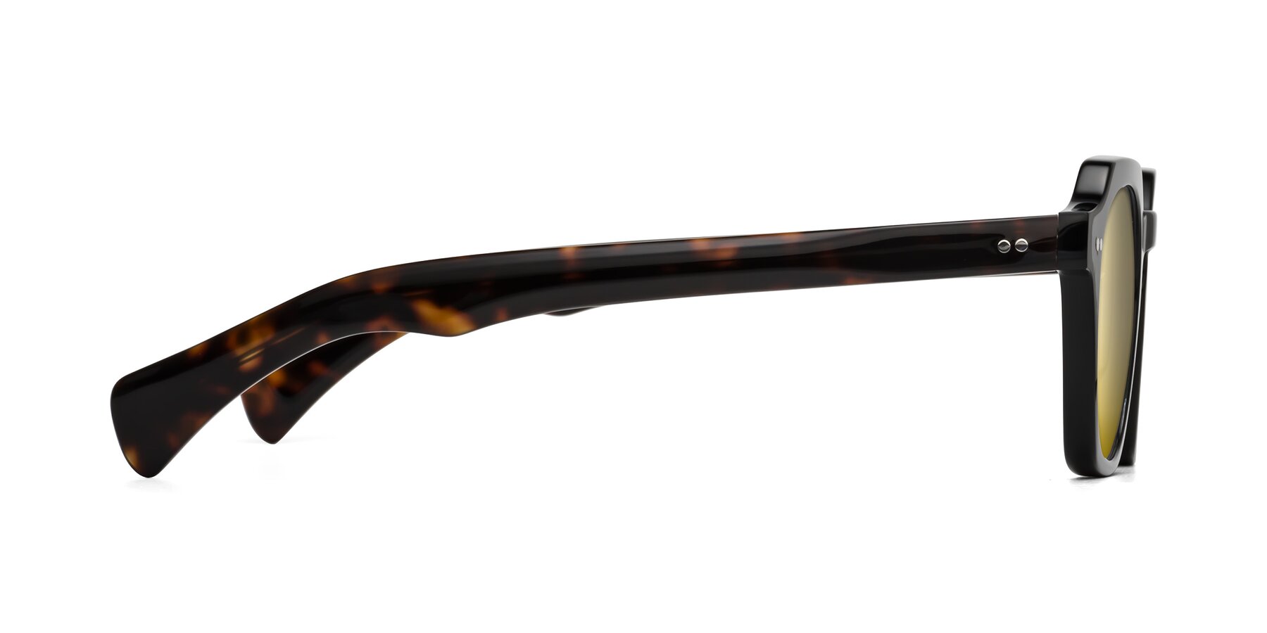 Side of Beckett in Black/Tortoise with Gold Mirrored Lenses