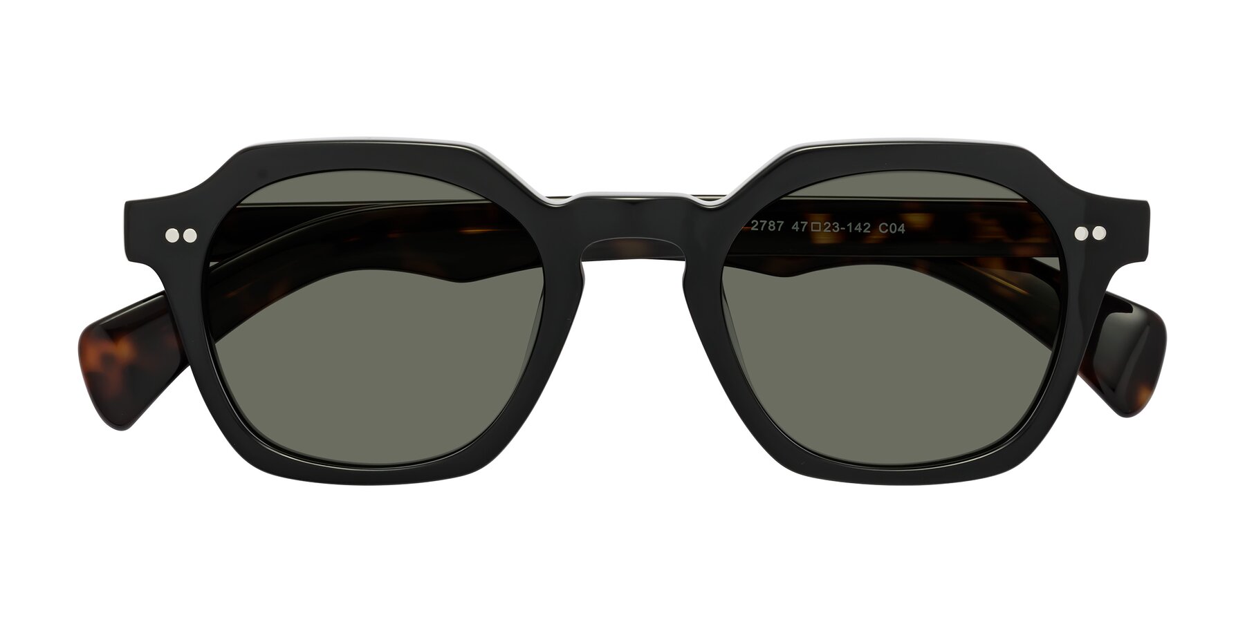 Folded Front of Beckett in Black/Tortoise with Gray Polarized Lenses