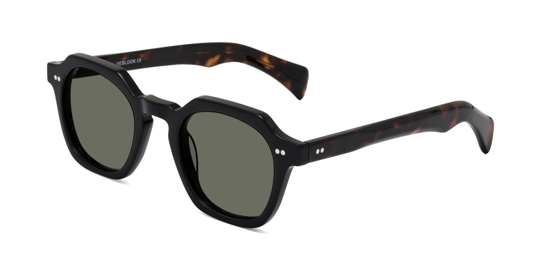 Angle of Beckett in Black/Tortoise with Gray Polarized Lenses