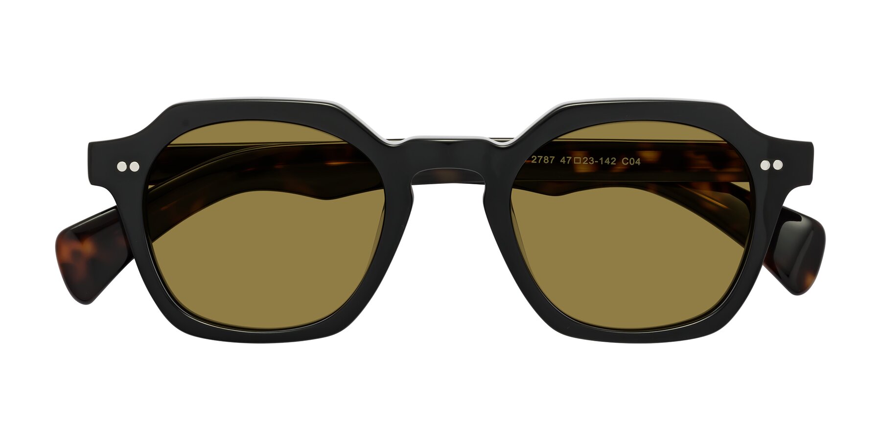 Folded Front of Beckett in Black/Tortoise with Brown Polarized Lenses