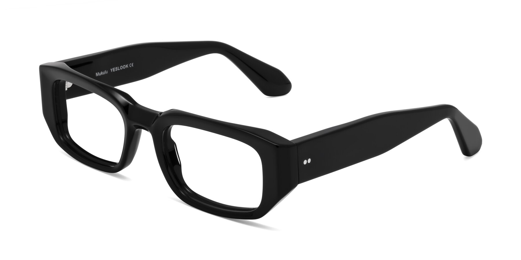 Angle of Mukulu in Black with Clear Eyeglass Lenses