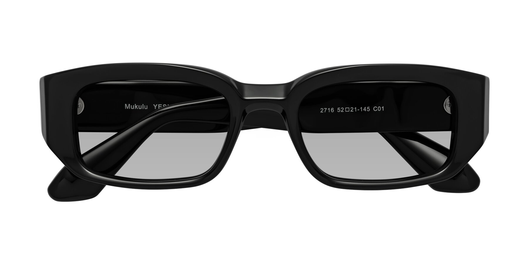Folded Front of Mukulu in Black with Light Gray Tinted Lenses