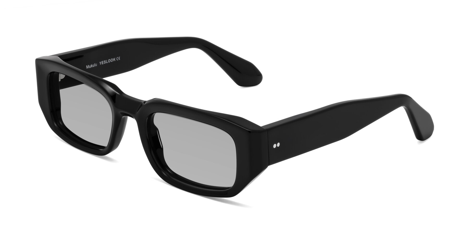 Angle of Mukulu in Black with Light Gray Tinted Lenses
