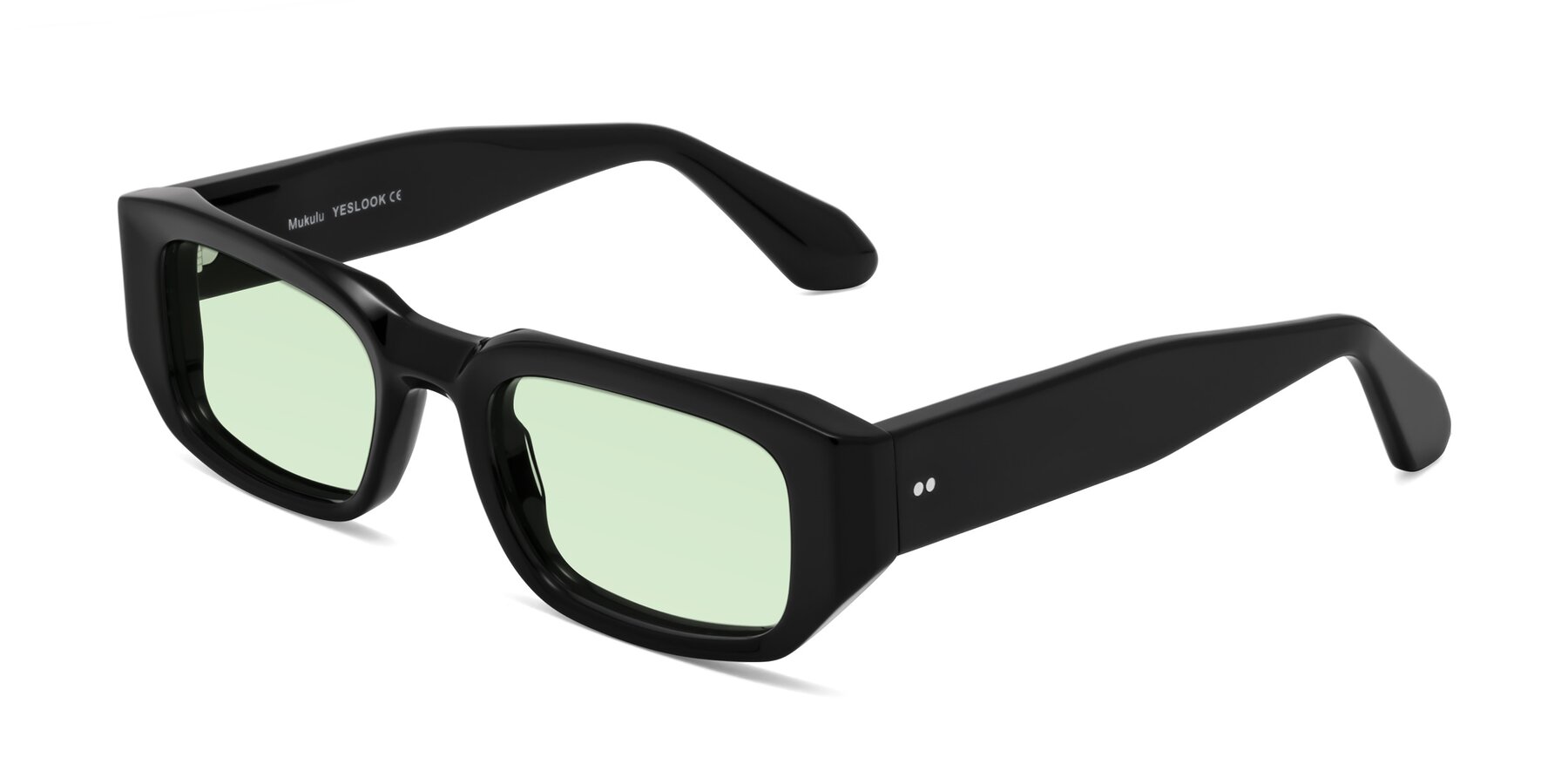 Angle of Mukulu in Black with Light Green Tinted Lenses