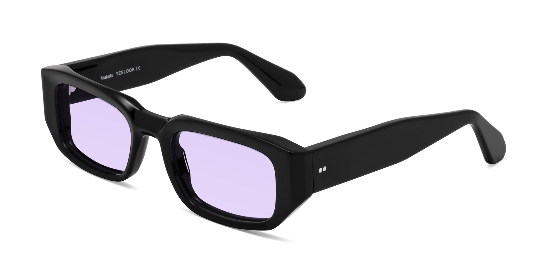 Angle of Mukulu in Black with Light Purple Tinted Lenses
