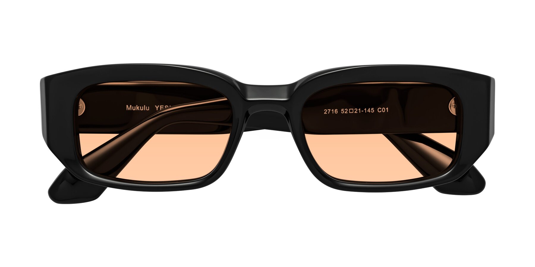 Folded Front of Mukulu in Black with Light Orange Tinted Lenses