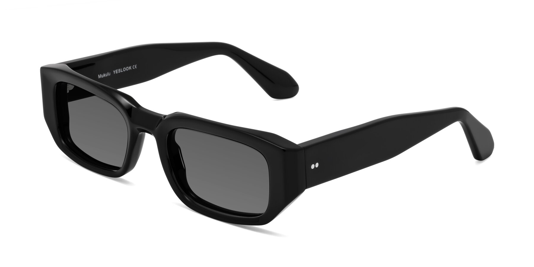 Angle of Mukulu in Black with Medium Gray Tinted Lenses