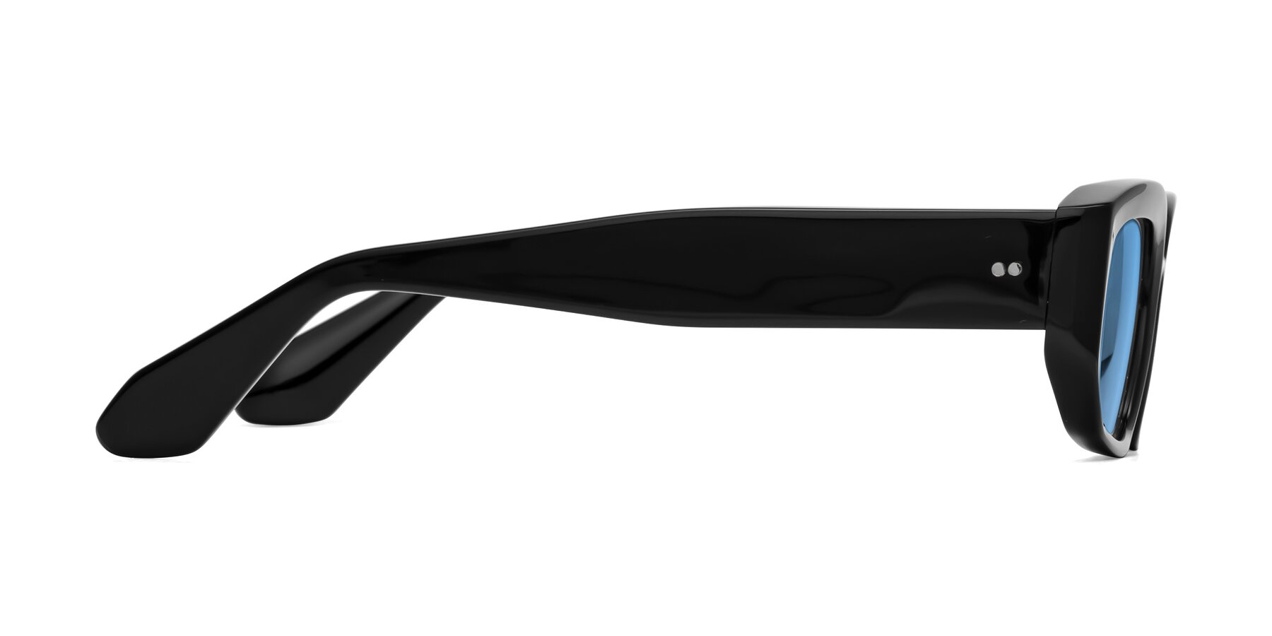 Side of Mukulu in Black with Medium Blue Tinted Lenses