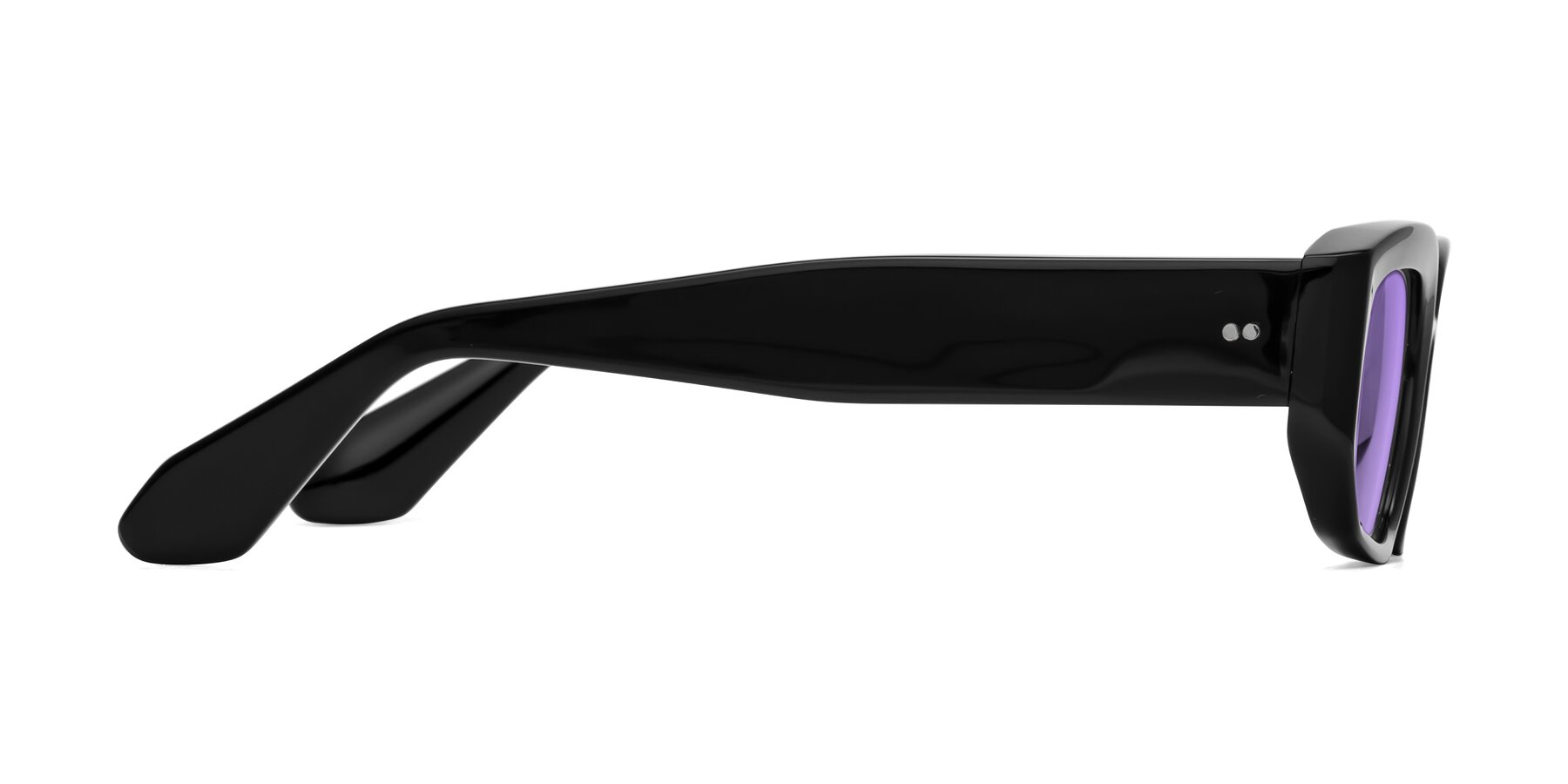 Side of Mukulu in Black with Medium Purple Tinted Lenses