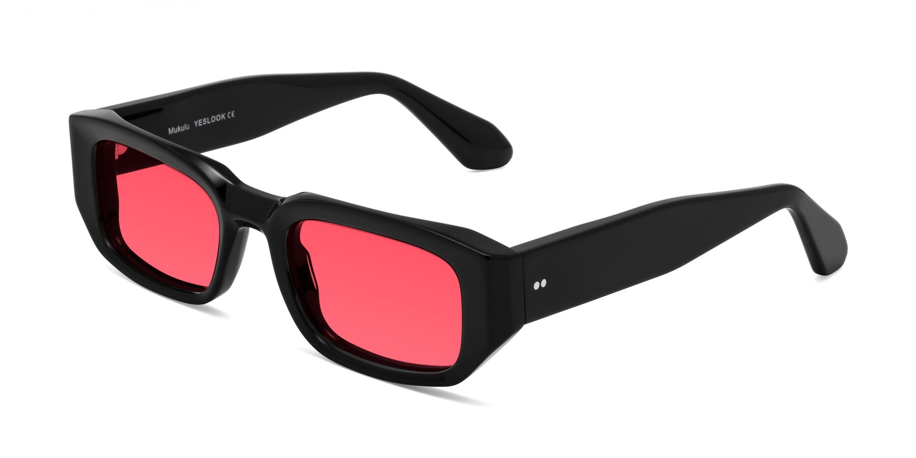 Angle of Mukulu in Black with Red Tinted Lenses