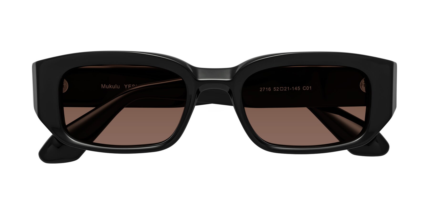 Folded Front of Mukulu in Black with Brown Tinted Lenses