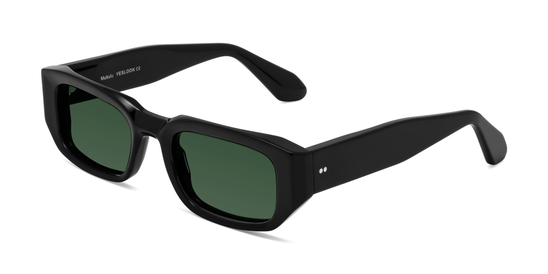 Angle of Mukulu in Black with Green Tinted Lenses