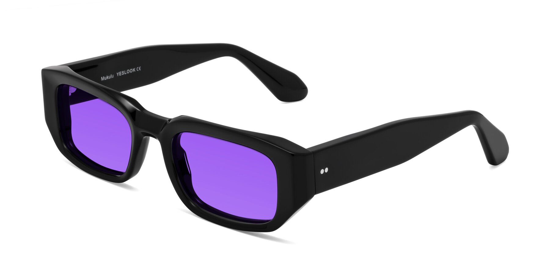 Angle of Mukulu in Black with Purple Tinted Lenses