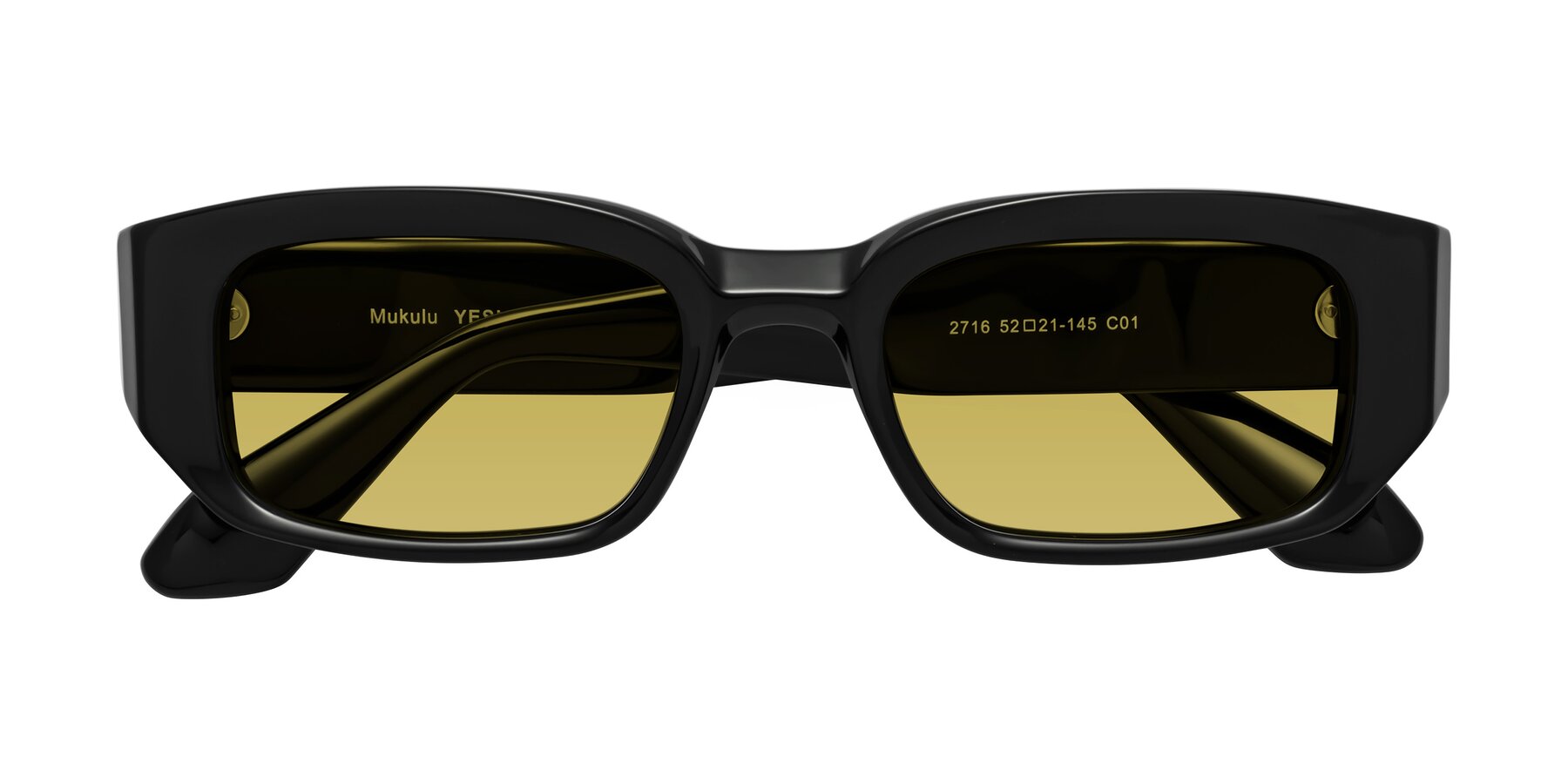 Folded Front of Mukulu in Black with Champagne Tinted Lenses