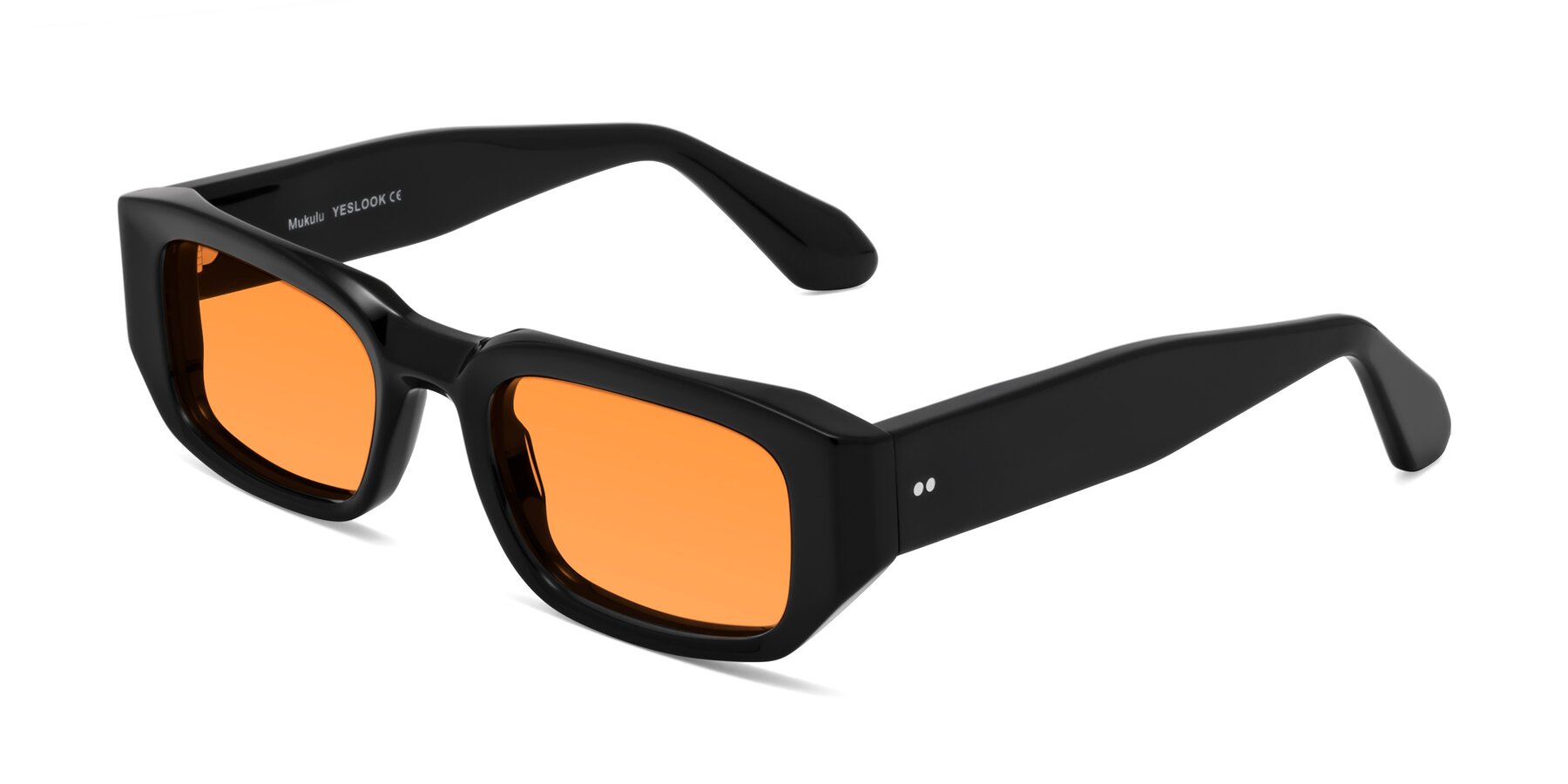 Angle of Mukulu in Black with Orange Tinted Lenses